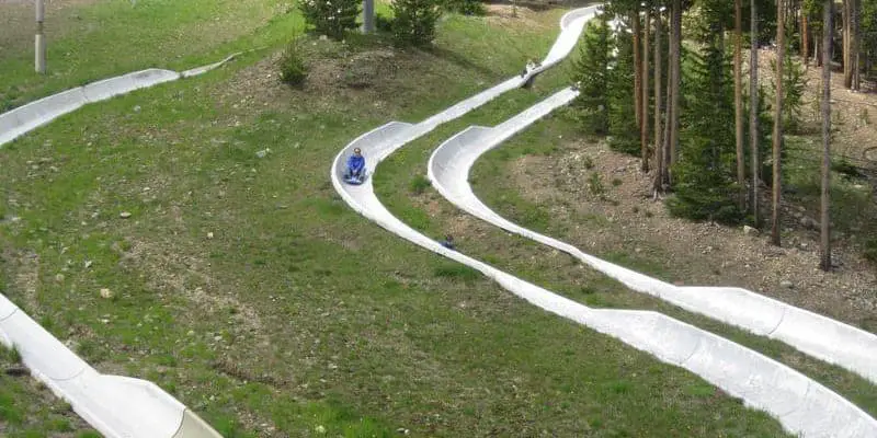 A picture of three alpine slides at Breckenridge Resort