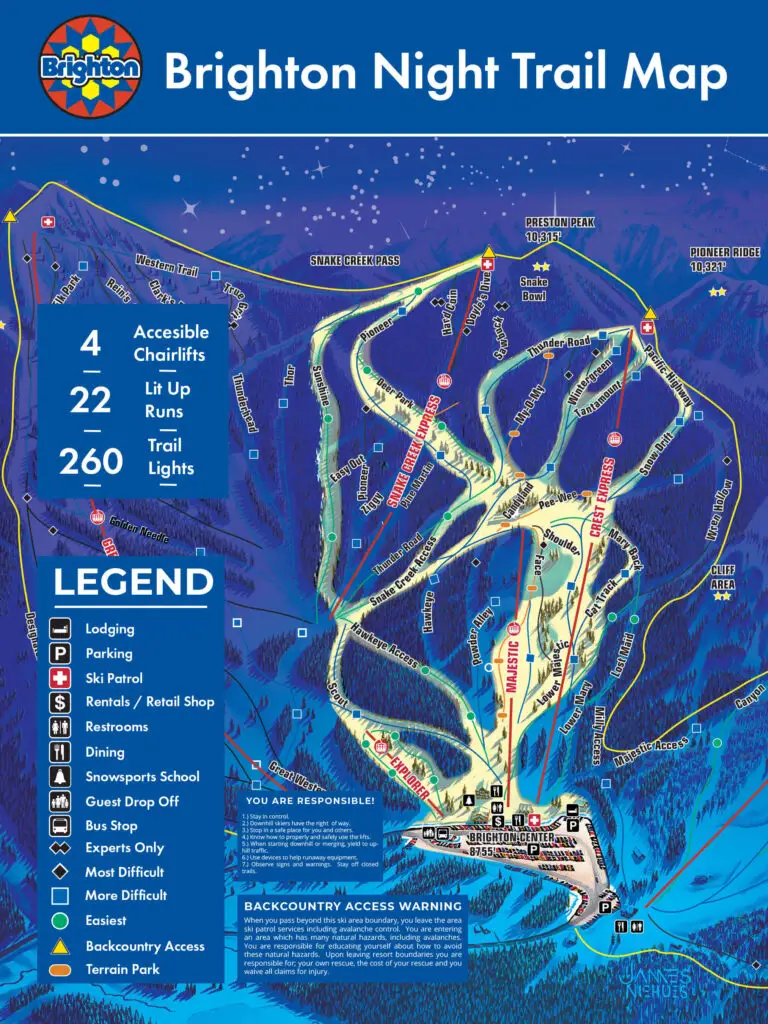 Brighton night skiing map