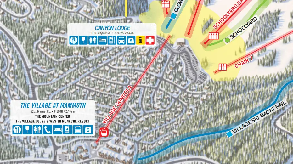 Mammoth Village Gondola map