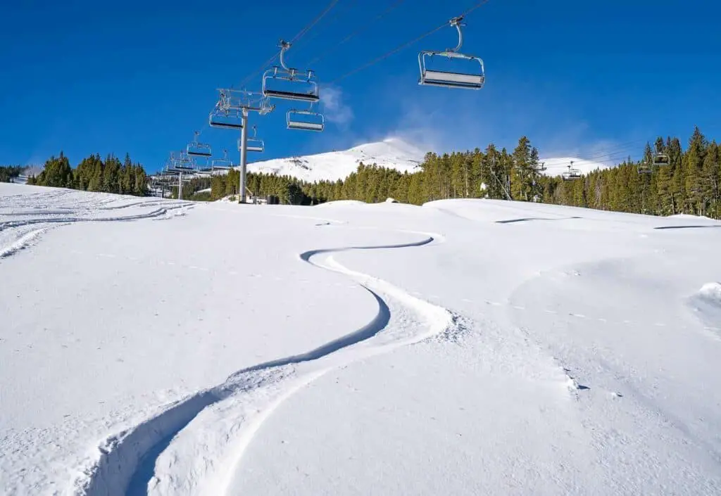 First tracks at the Breckenridge Ski Resort in winter